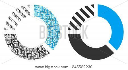 Pie Chart Composition Icon Of Zero And Null Digits In Different Sizes. Vector Digit Symbols Are Rand