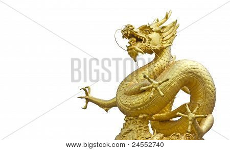 Golden Dragon Isolated On White Background
