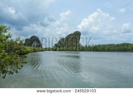 Two Rocky Hills At Krabi Town Area, Thailand