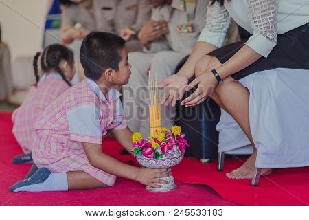 Kanchanaburi Thailand - June 14 : Unidentified Students Decorate