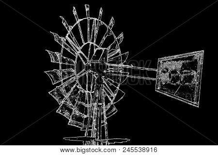 Windmill Water Pump On Farm Westerncape South Africa