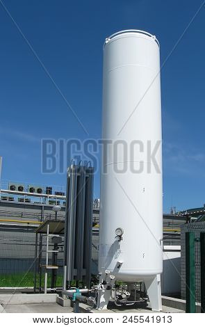 A Large Steel Vessel For The Cryogenic And Chemical Industry, Container For Carbon Dioxide Co2 And O