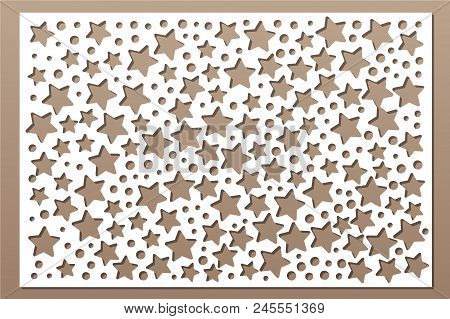 Decorative Card For Cutting. Decorative Star Pattern. Laser Cut Panel. Ratio 2:3. Vector Illustratio