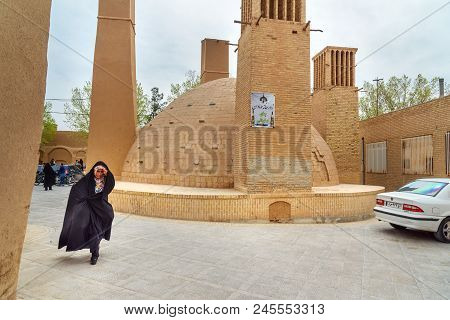 Yazd, Iran - March 23, 2018: Ab Anbar Is Traditional Reservoir Or Cistern Of Drinking Water In Old C