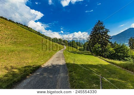 Pathway In Heididorf Near Maienfeld In Switzerland