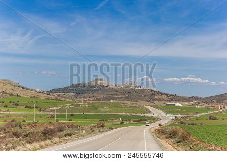 Road Leading To Atienza In Castilla-la Mancha, Spain