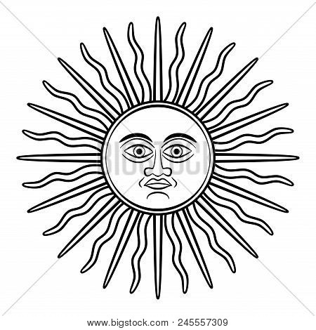 Sun Of May, Sol De Mayo, Symbol, Appearing On Early Argentine Silver Coins. National Emblem Of Argen