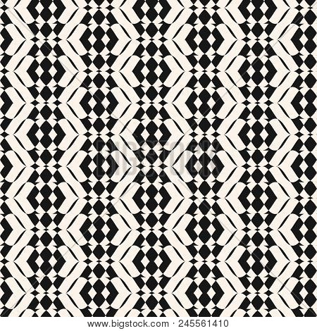 Lace Texture. Abstract Geometric Monochrome Seamless Pattern. Elegant Black And White Ornament With 