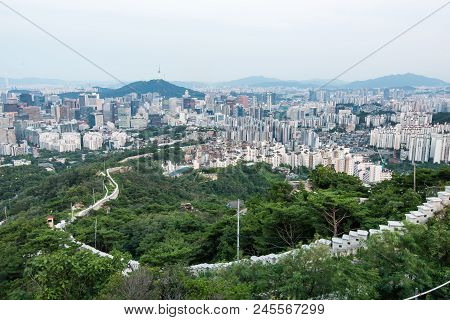 View Of Seoul Downtown From Inwangsan Mountain