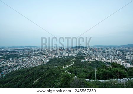 View Of Seoul Downtown From Inwangsan Mountain