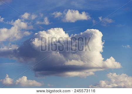 Beautiful Blue Clouds In A Thunderstorm, The Sky Before The Rain, Toned