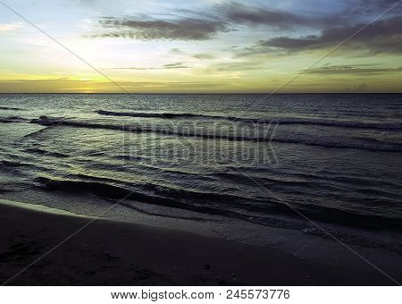 Sunset Over Bay Of Pigs And Caribbean Sea In Cuba