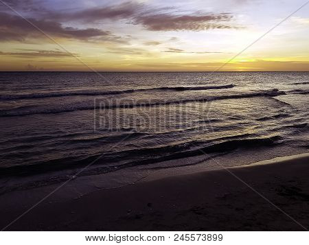 Sunset Over Bay Of Pigs And Caribbean Sea In Cuba