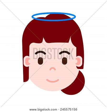 Girl Head Emoji With Facial Emotions, Avatar Character, Woman Nimbus Face With Different Female Emot