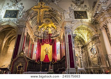 Enna, Italy - May 9, 2018: Interior Of The Enna Cathedral (duomo Di Enna), Sicily, Italy. Is The Mot