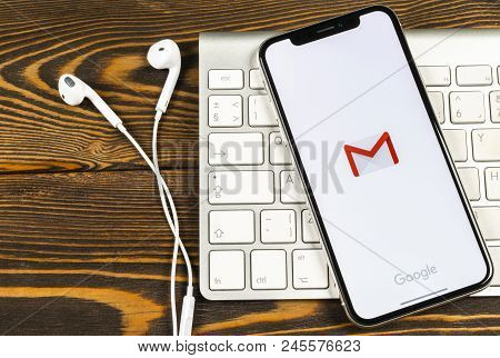Sankt-petersburg, Russia, June 2, 2018: Google Gmail Application Icon On Apple Iphone X Smartphone S
