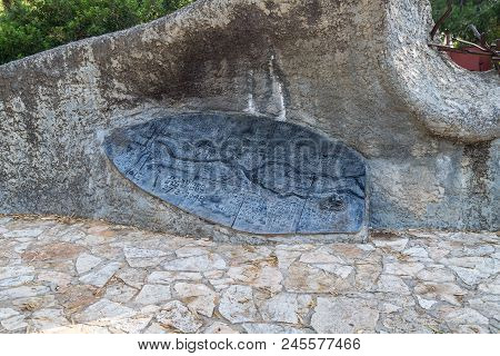 Nahariyya, Israel, 16 June, 2018 : Fragment Of The Memorial With A Story In Hebrew About The Ambushe
