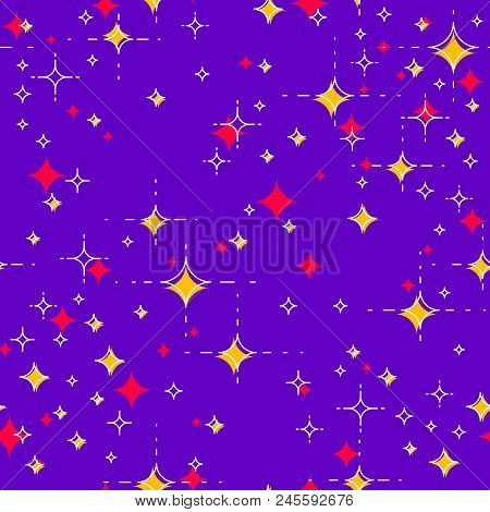 Space Seamless Background With Stars, Undiscovered Galaxy Cosmic Fantastic And Interesting Textile F