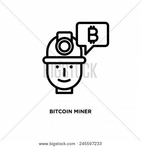 Bitcoin Miner Vector Icon On White Background. Bitcoin Miner Modern Icon For Graphic And Web Design.