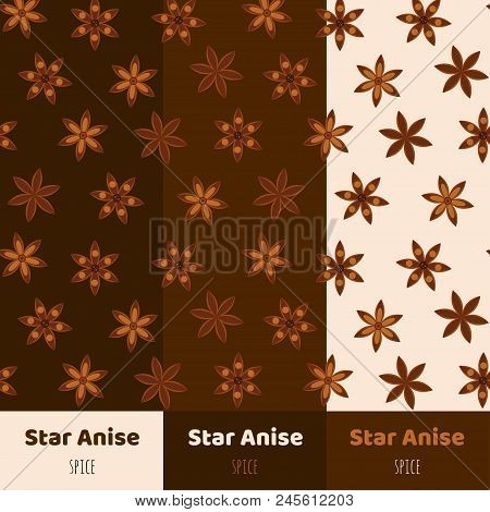 Vector Illustration. Seamless Background. Pattern With Anise Stars. Badian. Packaging.