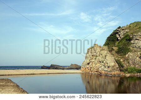 Landscape From The Mouth Of The River Rezovska And The Black Sea On The Beach In Sinemorets, Bulgari