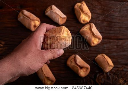 Cookies With Cottage Cheese - Sochnik On Wooden Desk. Classic Colors.