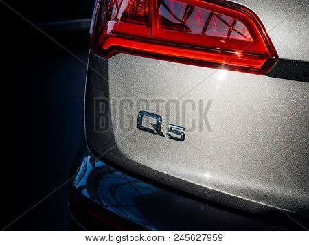 Paris, France - Oct 10, 2018: Luxury Audi Q5 Sq7 Suv On A French Street Signage Brand Logo
