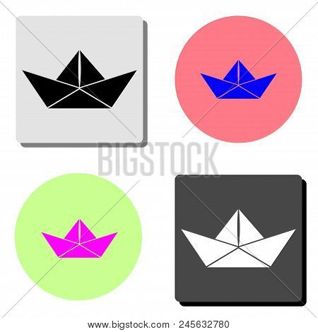 Paper Ship. Simple Flat Vector Icon Illustration On Four Different Color Backgrounds