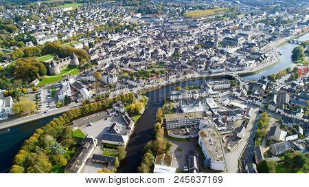 Aerial View Of Pontivy City In The Morbihan, France
