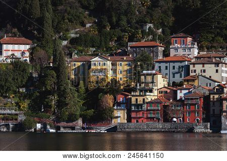 View Of Varenna Town One Of The Small Beautiful Towns On Como Lake, Lombardy, Italy