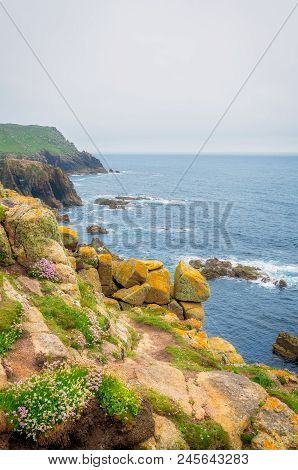 Landscape Of The Lands End - The Most Westerly Point Of England Which Is A Popular Tourist Attractio