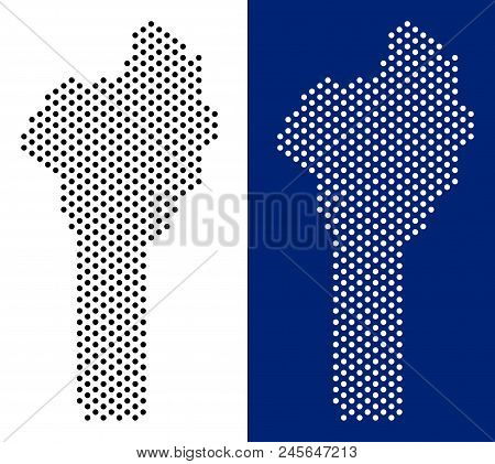 Dotted Benin Map. Vector Geographic Map On White And Blue Backgrounds. Vector Composition Of Benin M