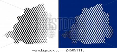 Dot Vatican Map. Vector Geographic Map On White And Blue Backgrounds. Vector Collage Of Vatican Map 