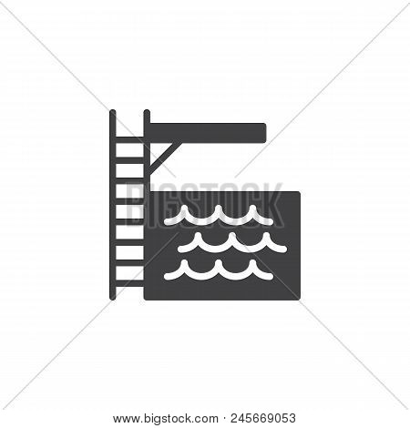Swimming Pool Trampoline Vector Icon. Filled Flat Sign For Mobile Concept And Web Design. Jump Board