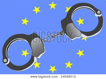 Vektor billede af håndjern og flag i Europa