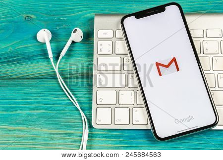 Sankt-petersburg, Russia, June 2, 2018: Google Gmail Application Icon On Apple Iphone X Smartphone S