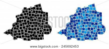 Dot Vatican Map Variants. Abstract Geographic Scheme Variant Designed With Blue Color Tints. Vector 