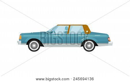 Classic Retro Sedan Isolatedillustration On White Background. Vintage Old School Family Auto Vehicle