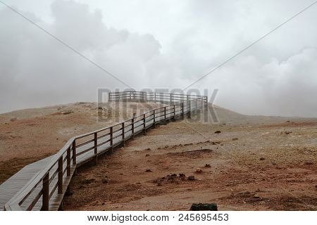 Steaming vents at Gunnuhver geothermal area in Iceland