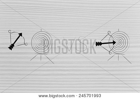 Successful Or Unsuccessful Marketing For Yout Target Market Conceptual Illustration: Arrow Missing T