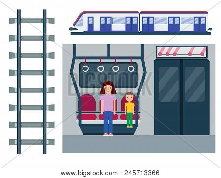 Metro Station Vector Illustration. Transportation Modern Railroad Trip Transit Tunnel Vehicle Servic