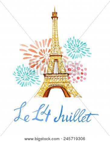 Bastille Day. Le 14 Juillet. Text '14Th Of July'. French National Day Greeting Card And Poster Desig