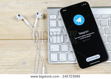 Sankt-petersburg, Russia, June 2, 2018: Telegram X Application Icon On Apple Iphone X Screen Close-u