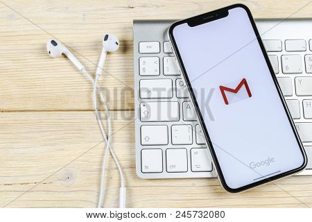 Sankt-petersburg, Russia, June 2, 2018: Google Gmail Application Icon On Apple Iphone X Smartphone S