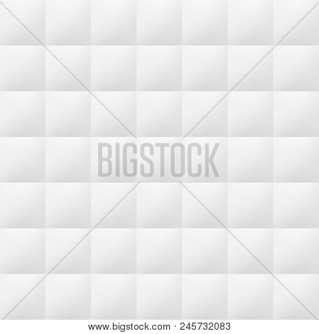 White Background With Tiles. Vector Modern Seamless Pattern. Volumetric Geometric Pattern.