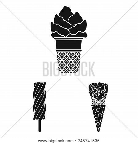 Different Ice Cream Black Icons In Set Collection For Design. Dessert And Sweetness Vector Symbol St