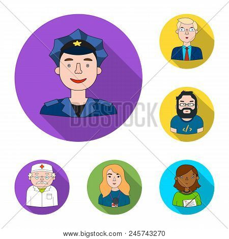 People Of Different Professions Flat Icons In Set Collection For Design. Worker And Specialist Vecto