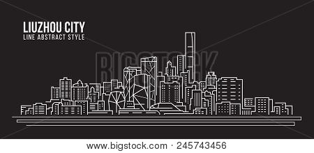 Cityscape Building Line Art Vector Illustration Design - Liuzhou City