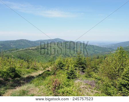 Impressive Salmopol Pass Near Kotarz Mount In Silesian Beskids Mountains Range Landscapes Near Europ