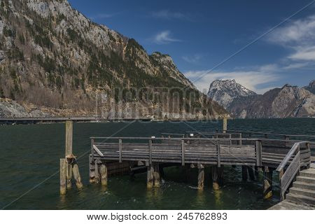 Ebensee Sea And Town In Big Austrian Alps